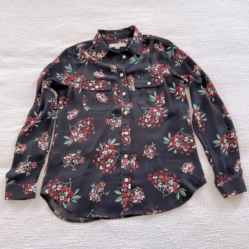 Loft button down floral blouse